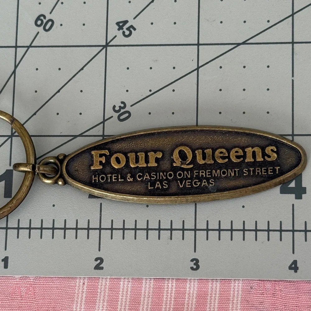 Vintage Four Queens Las Vegas Hotel & Casino Brass Keychain – Fremont Street